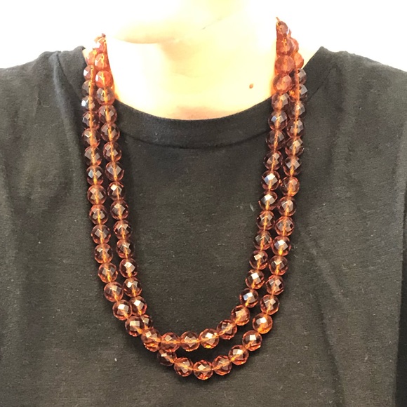 Crystal Necklace in Orange-Brown-Amber - Picture 2 of 8